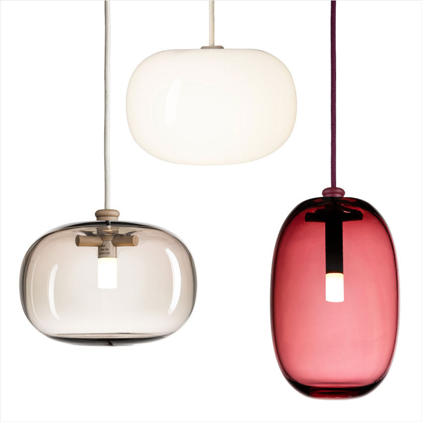 Pebble - Ceiling lamp (long) Warm gray | Ox blood